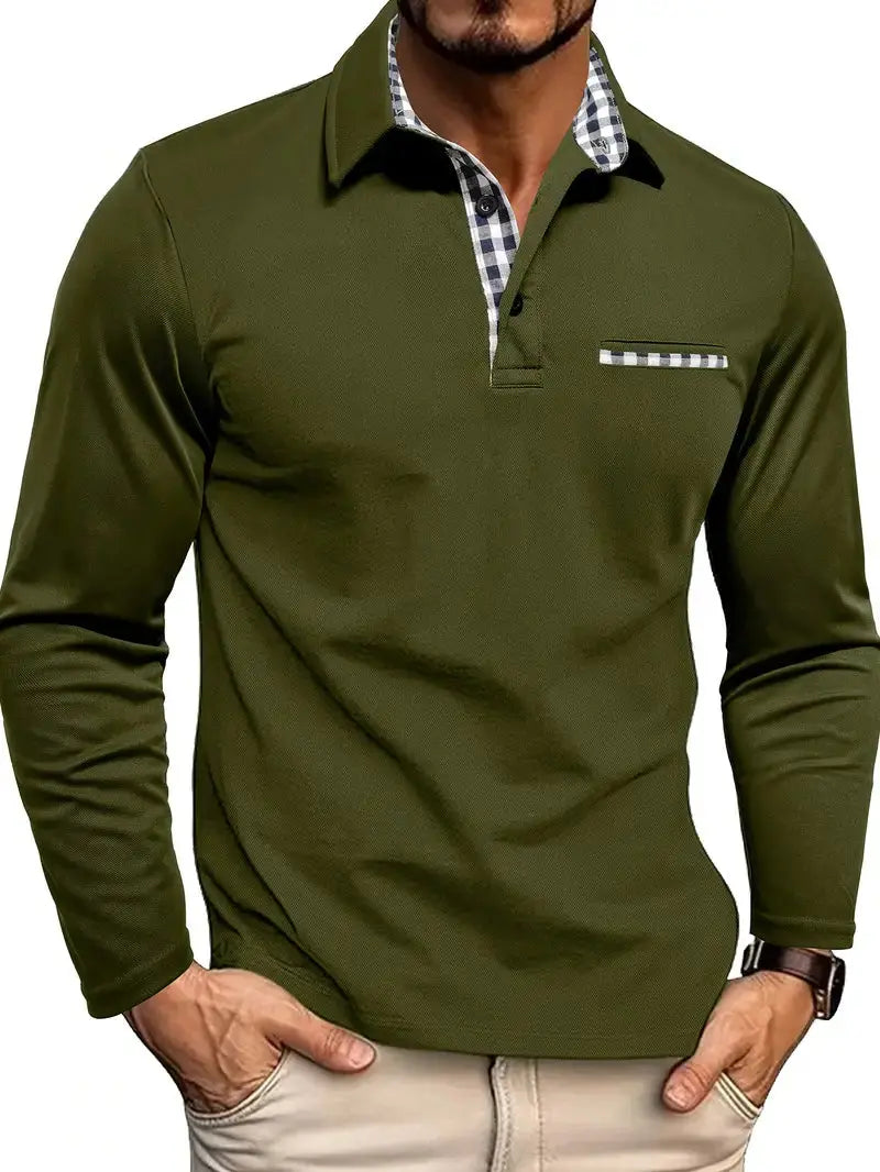 Heren Polo Lange Mouw Rits Modern Casual