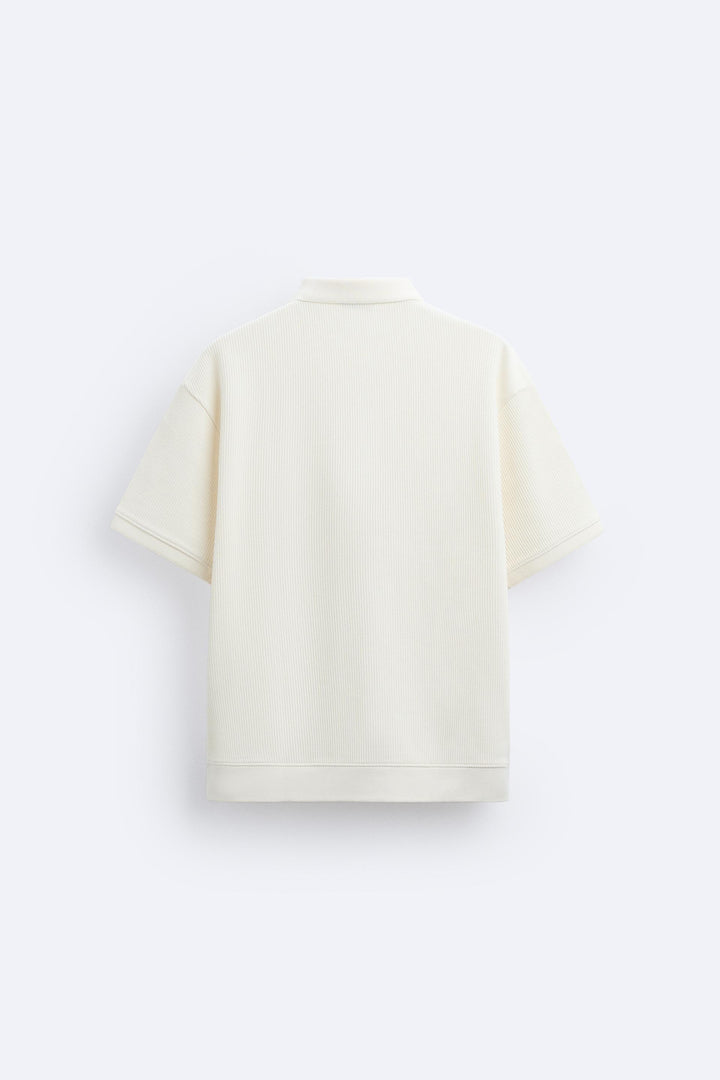 Korte Mouwen Polo in Crèmewit – Minimalistisch en Comfortabel