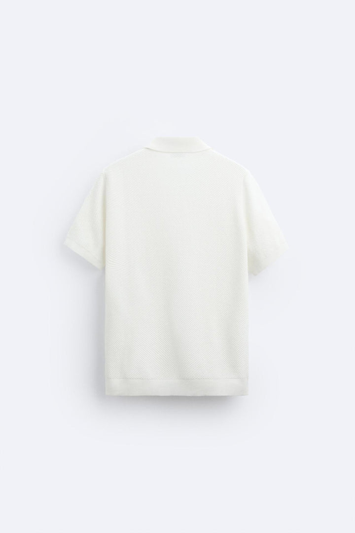 Klassiek gebreid poloshirt in wit