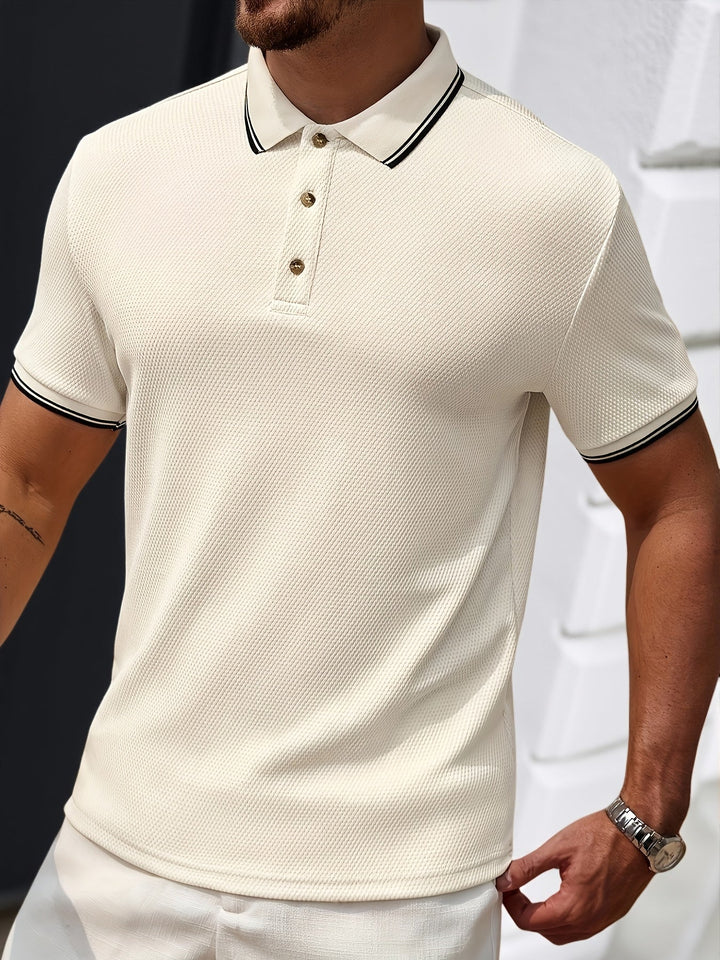Premium Polo met Structuur en Contrast Details
