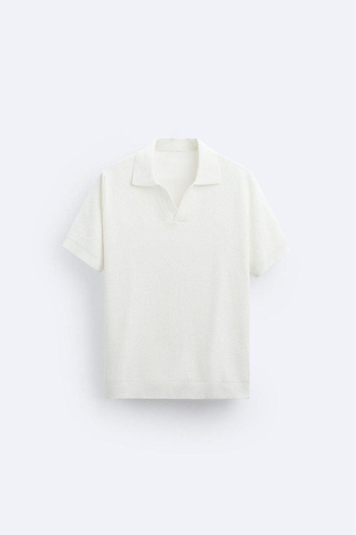 Klassiek gebreid poloshirt in wit