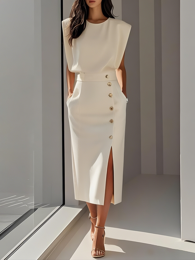 Aspen | Moeiteloze Charme Midi Jurk