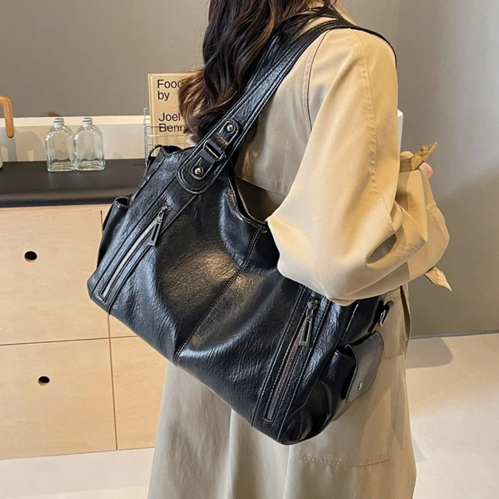 Uma | Leren tas met ritsen