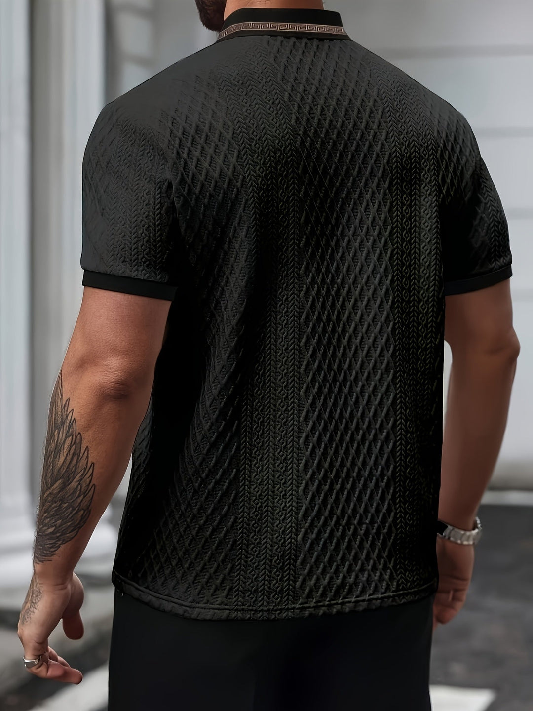 Heren Polo Structuur Korte Mouw Modern Fit