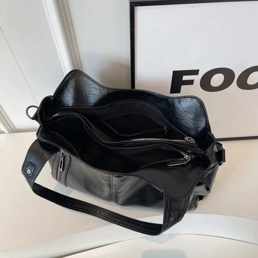 Uma | Leren tas met ritsen