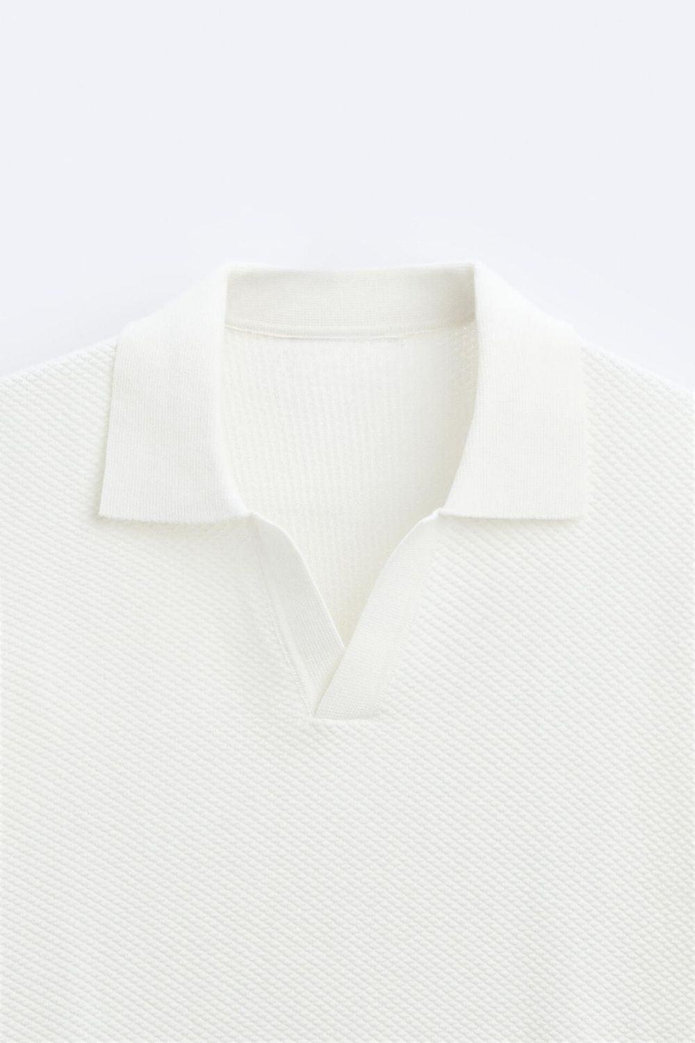 Klassiek gebreid poloshirt in wit