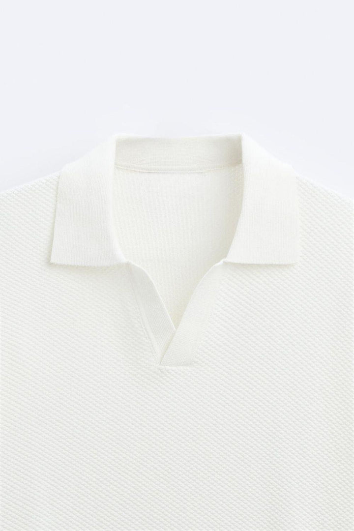Klassiek gebreid poloshirt in wit