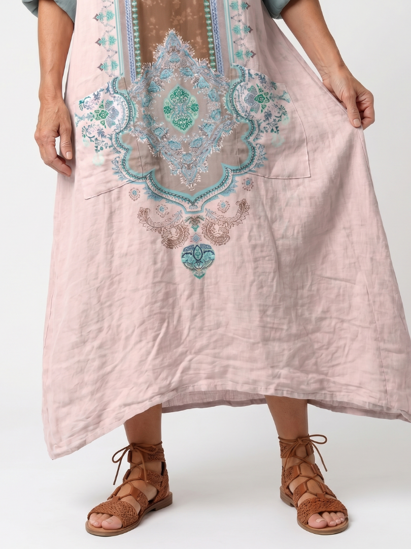Kenza | Designer Paneel Relaxed Pocket Midi Jurk