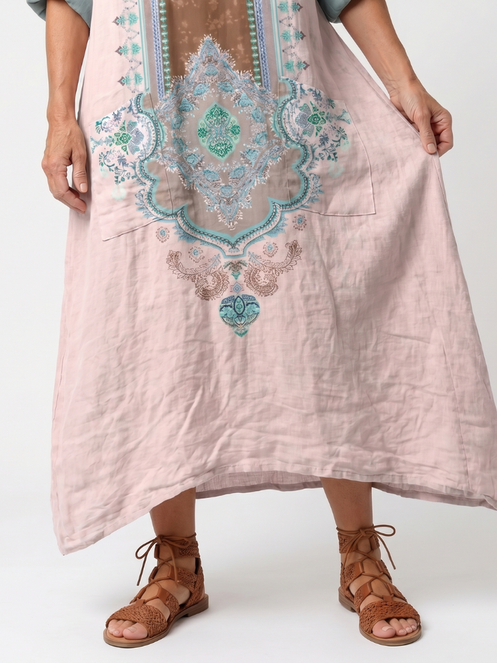 Kenza | Designer Paneel Relaxed Pocket Midi Jurk
