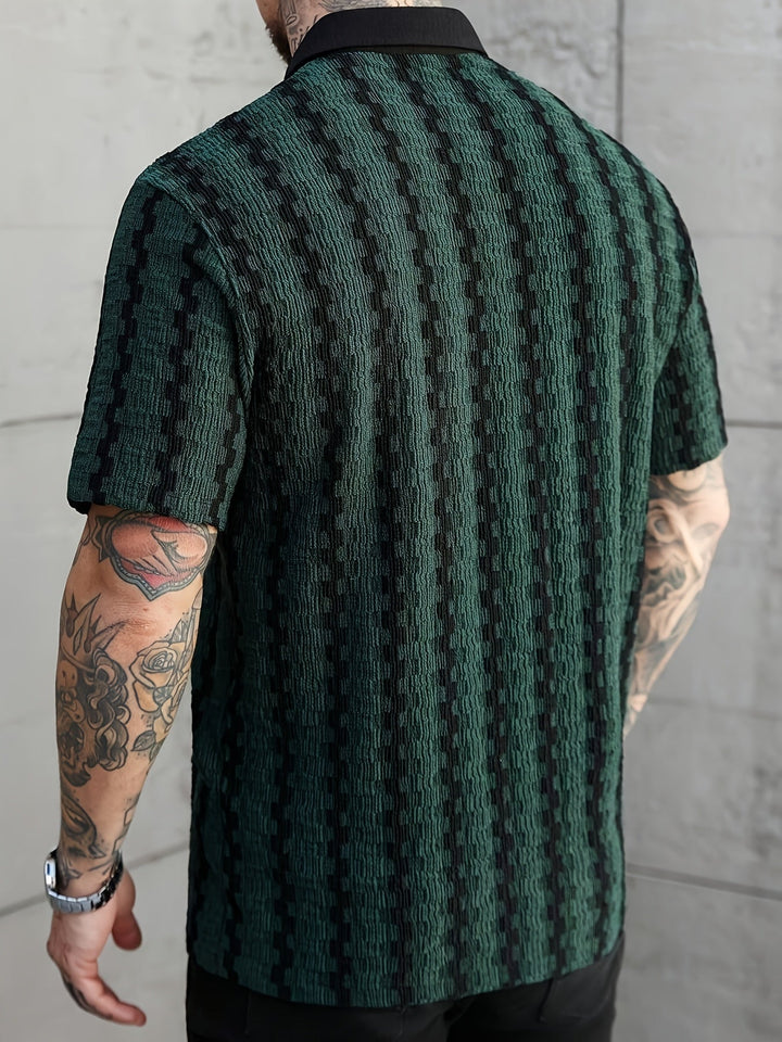 Heren Gestreept Overhemd Korte Mouw Retro Stijl