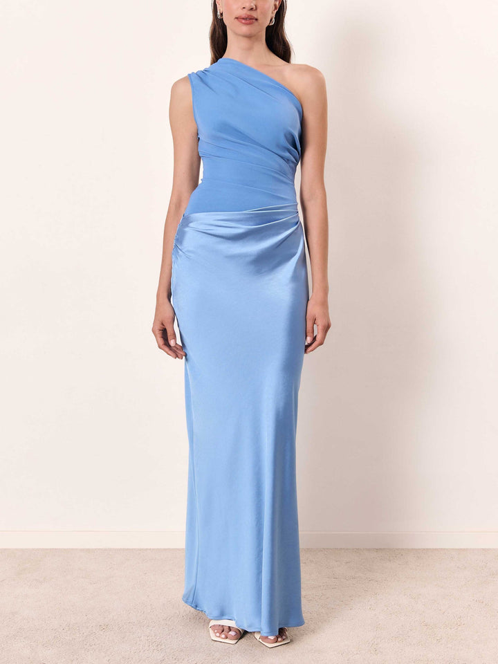 Anita | Elegante One Shoulder Plissé Maxi Jurk