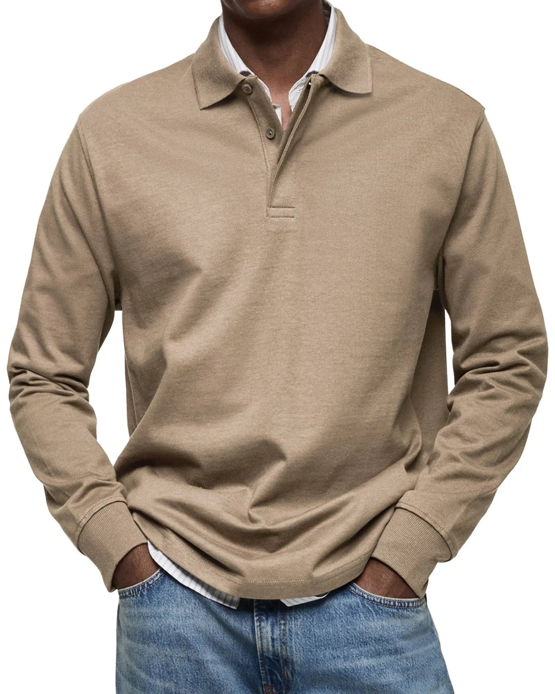 Heren Polo Lange Mouw Klassiek Comfort