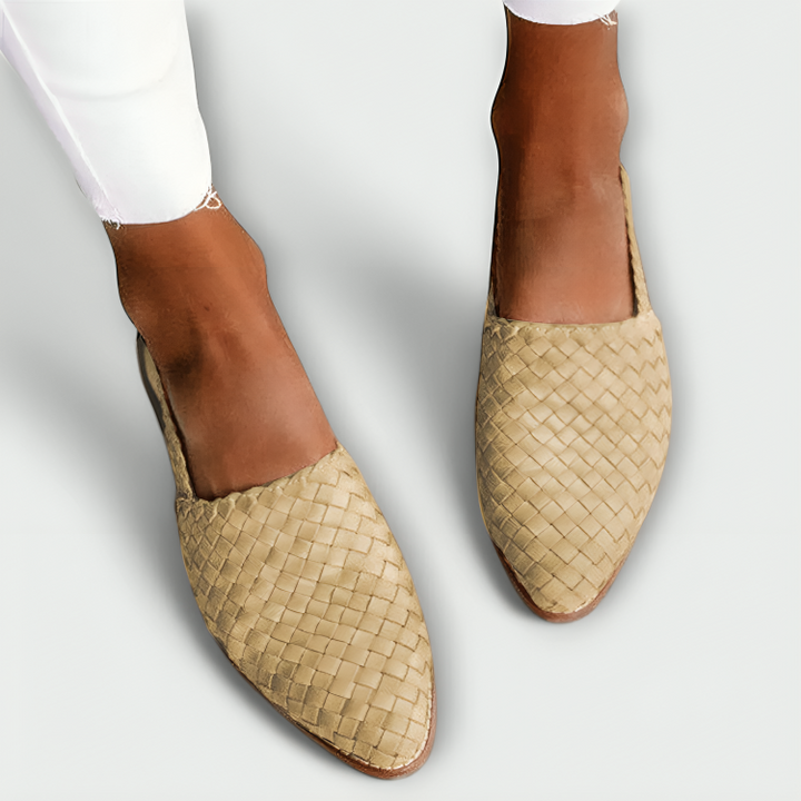 Lila Gevlochten Slingback Loafer