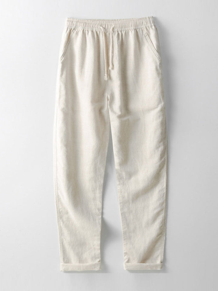 Casual Linnen Set met Henley Overhemd en Broek