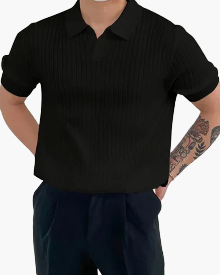 Joshua | V-hals Ribgebreide Poloshirt voor Mannen