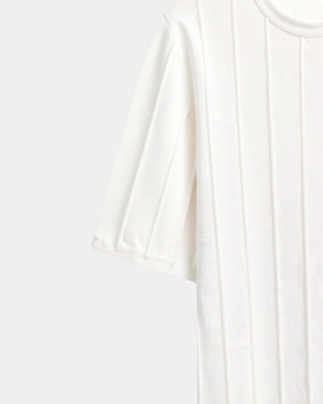 Geribbeld T-shirt met Ronde Hals en Slim Fit
