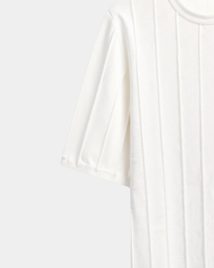 Geribbeld T-shirt met Ronde Hals en Slim Fit