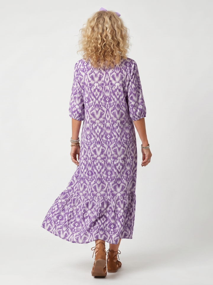 Penelope | Geprinte Tassel Tie Midi Jurk