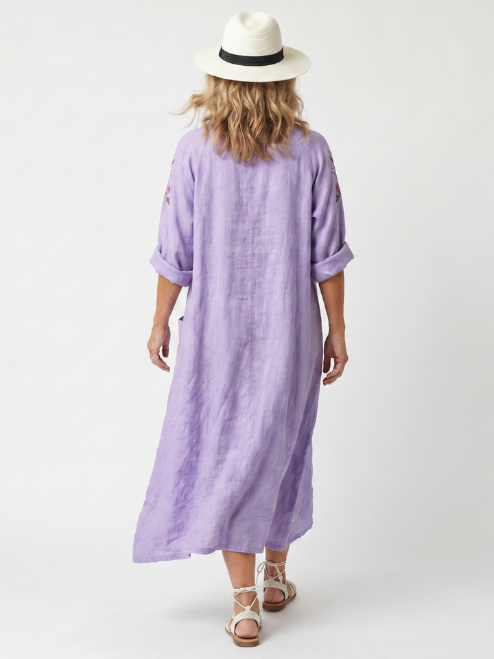 Tavi | Bloemen Oversized Pocket Midi Jurk