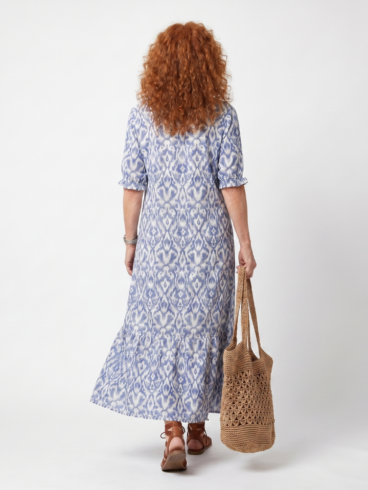 Ottoline | Tassel Tie Neck Gedrukt Midi-jurk
