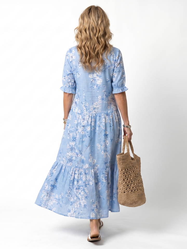 Alora | Bloemenprint Tassel Tie Midi Jurk