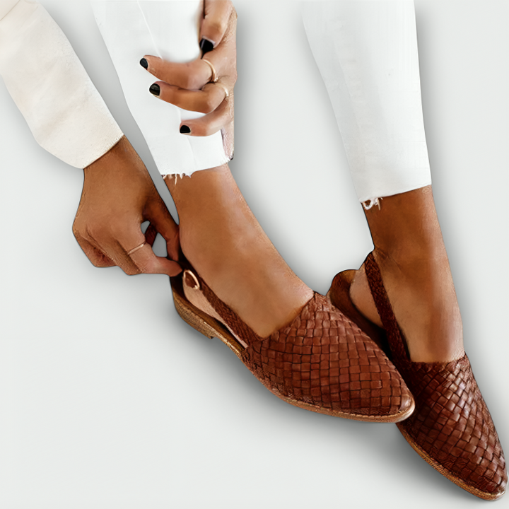 Lila Gevlochten Slingback Loafer