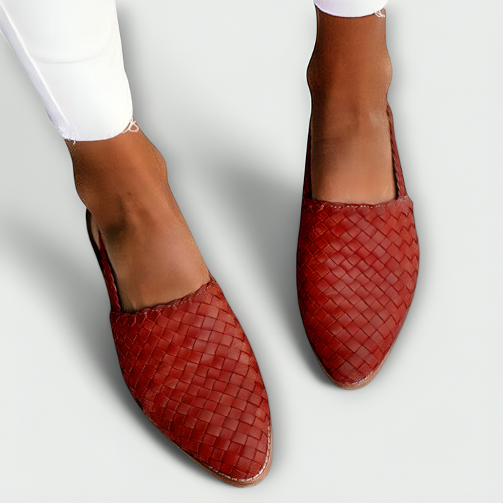 Lila Gevlochten Slingback Loafer