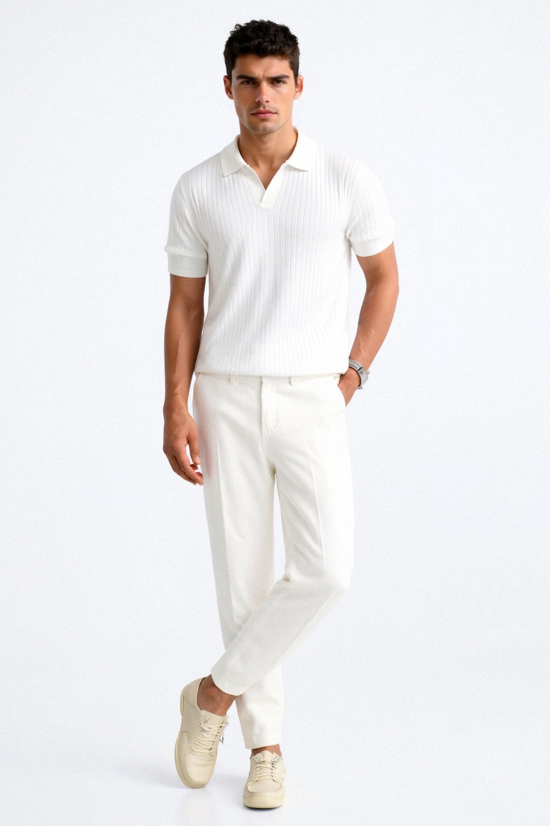 Geribd Heren Poloshirt met Korte Mouwen – Elegant & Tijdloos