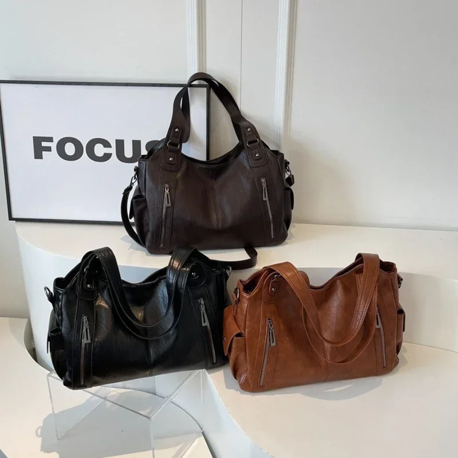 Uma | Leren tas met ritsen