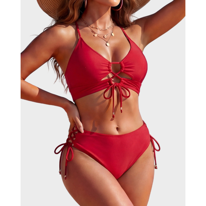 Nadia | Halter Bikini met Vetersluiting