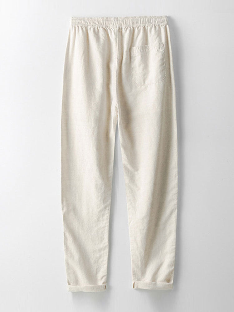 Casual Linnen Set met Henley Overhemd en Broek