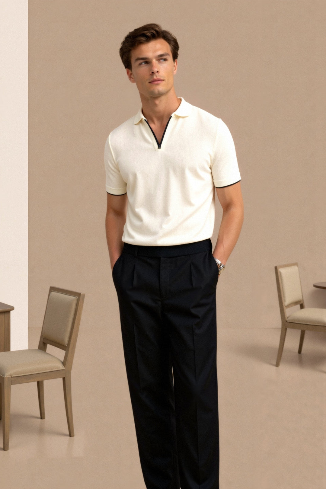 Heren Poloshirt met Contrastdetails – Elegant & Modern