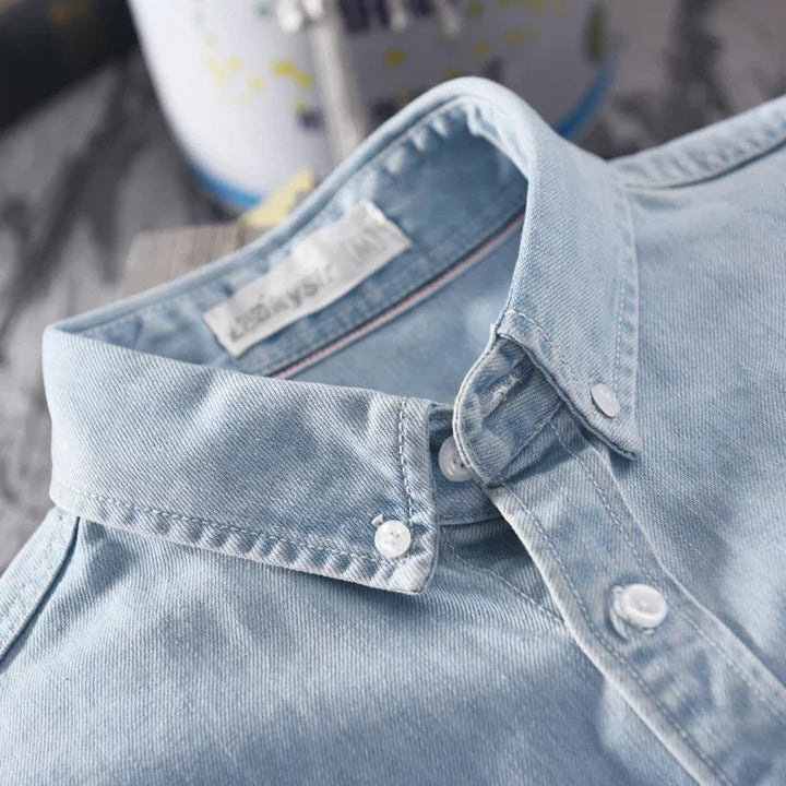 Heren Denim Overhemd Casual Lange Mouw