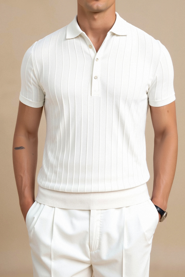 Elegante heren polo in het wit – Minimalistisch en tijdloos