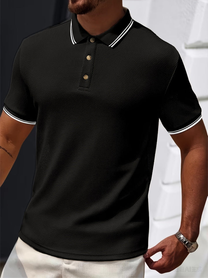 Premium Polo met Structuur en Contrast Details