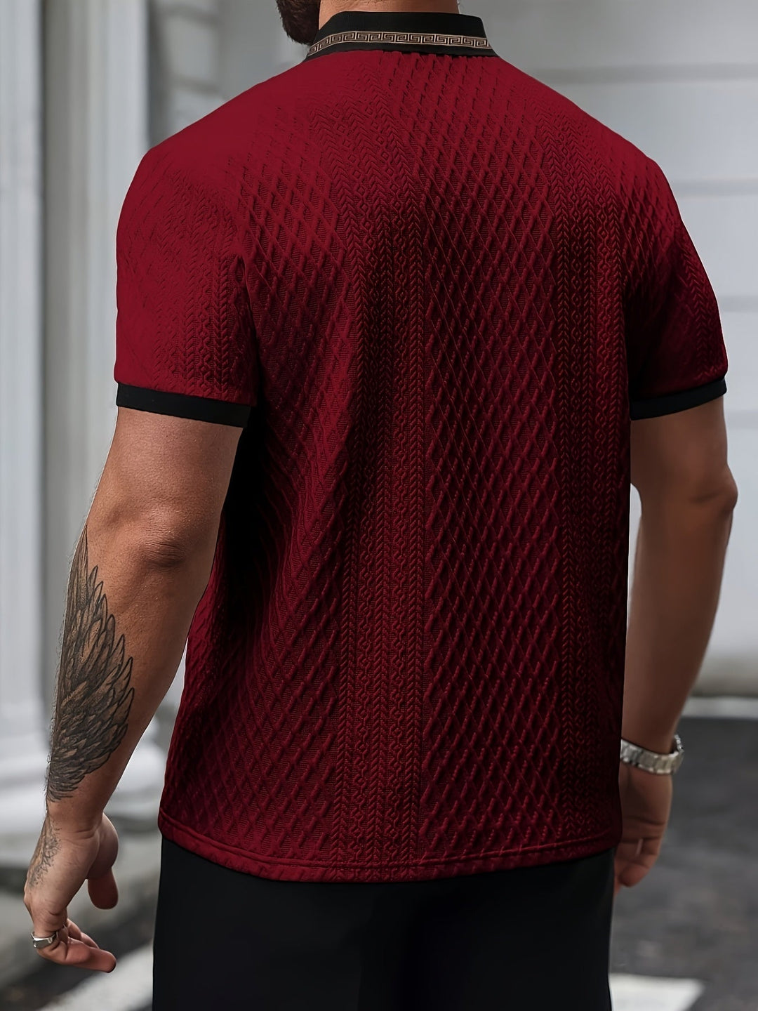 Heren Polo Structuur Korte Mouw Modern Fit