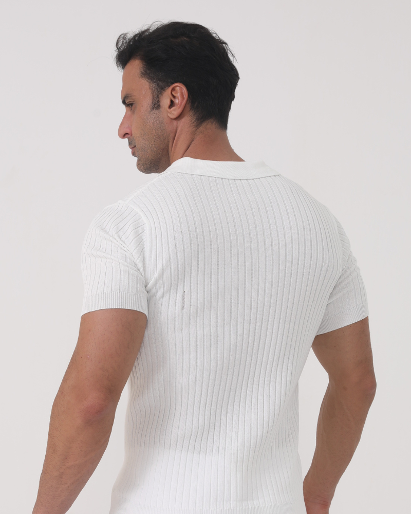 Joshua | V-hals Ribgebreide Poloshirt voor Mannen