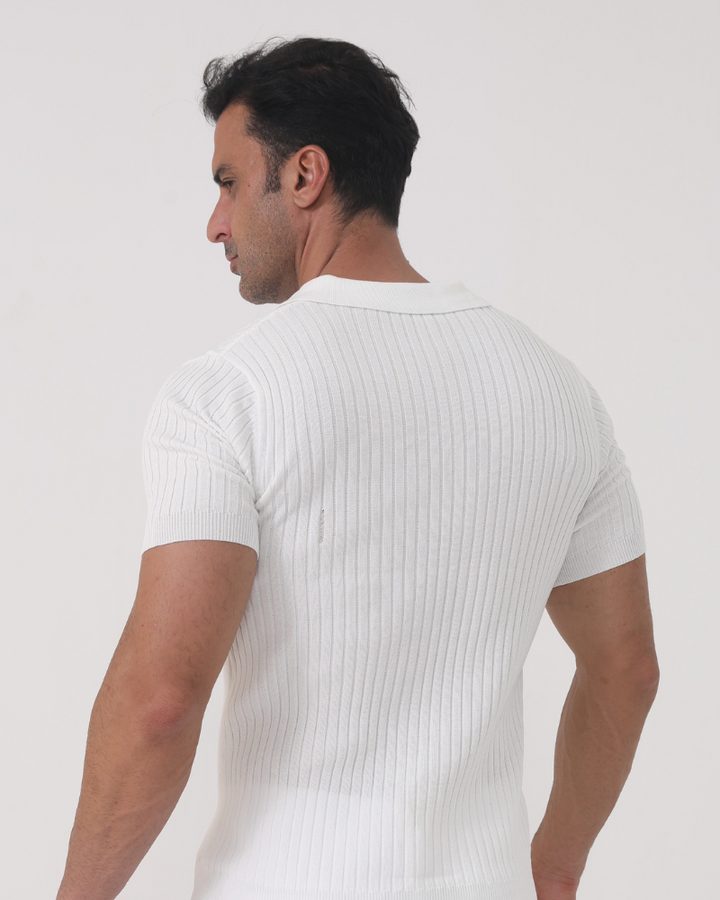 Joshua | V-hals Ribgebreide Poloshirt voor Mannen