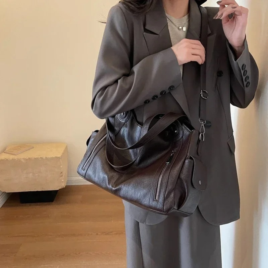 Uma | Leren tas met ritsen