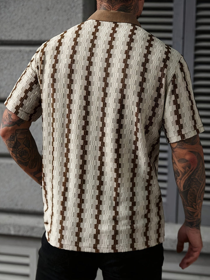 Heren Retro Overhemd Korte Mouw Print Casual