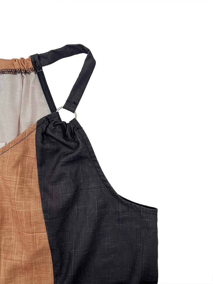 LUCIA | Maxi Halterjurk met Luipaardprint en Asymmetrische Inzetten