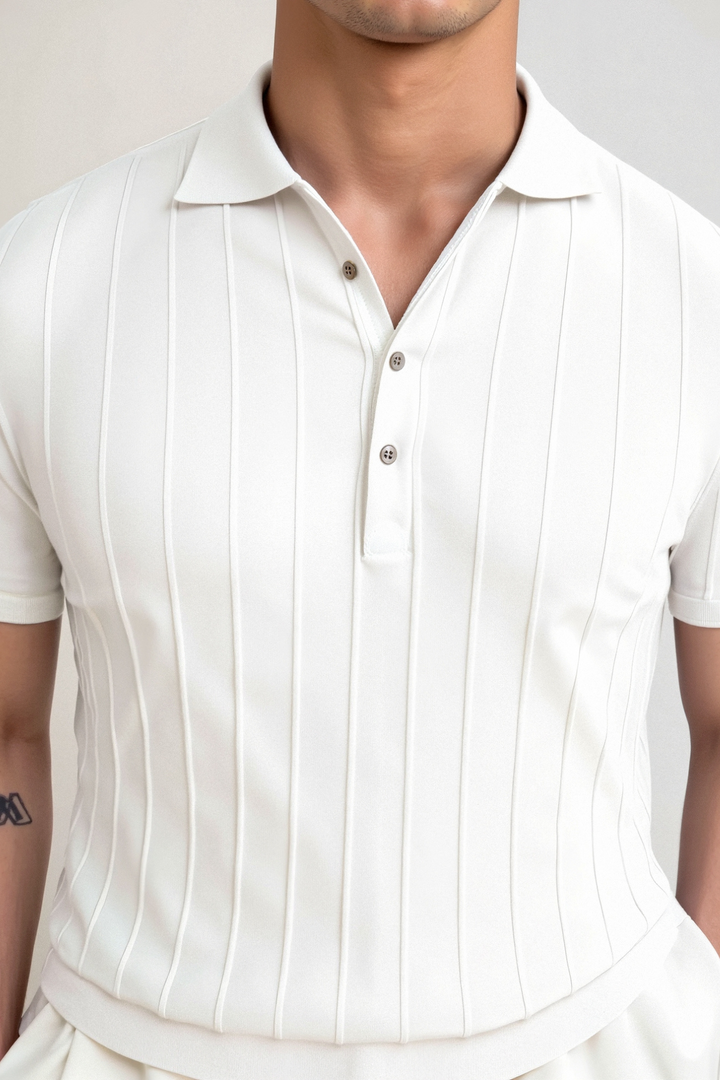 Elegante heren polo in het wit – Minimalistisch en tijdloos