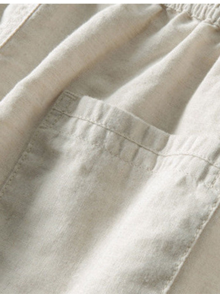 Casual Linnen Set met Henley Overhemd en Broek