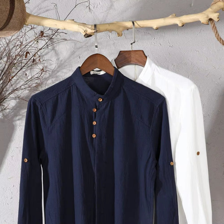 Heren Overhemd Opstaande Kraag Elegant Modern