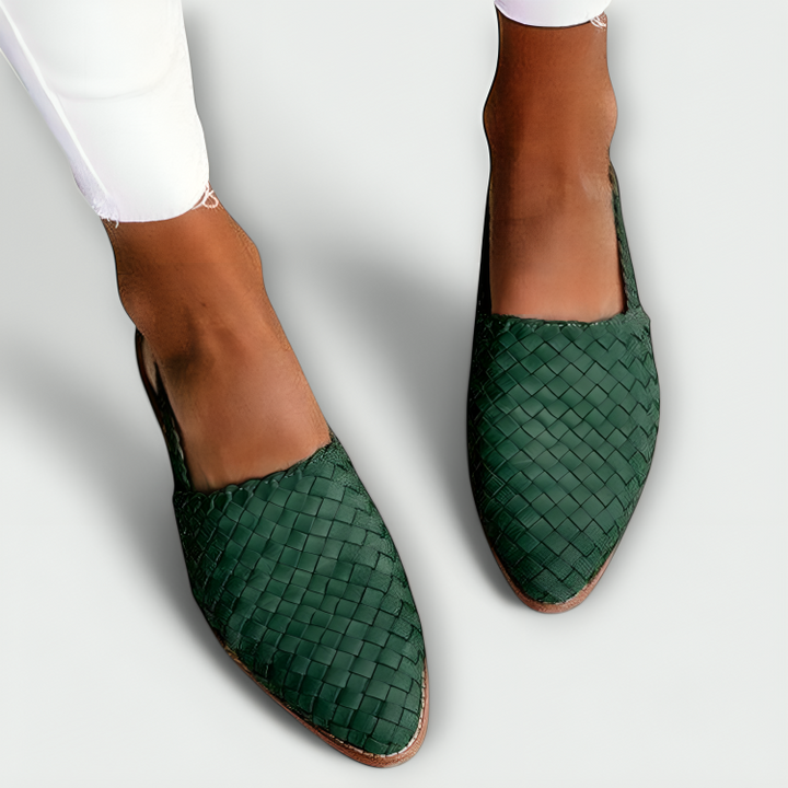 Lila Gevlochten Slingback Loafer
