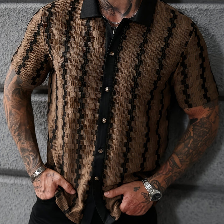 Heren Retro Overhemd Korte Mouw Print Casual
