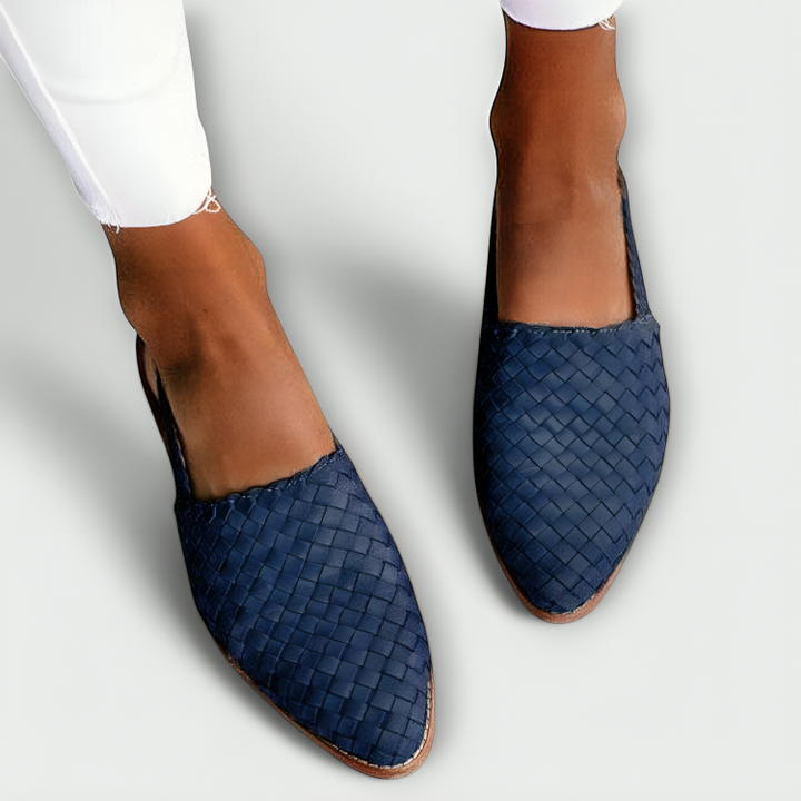 Lila Gevlochten Slingback Loafer