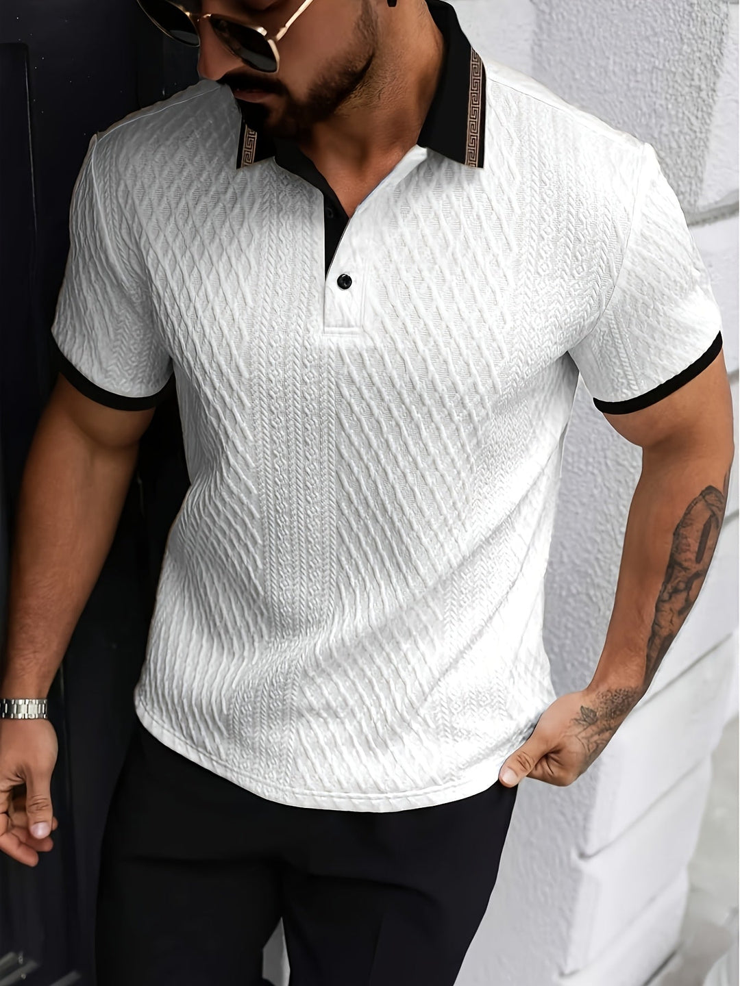 Heren Polo Structuur Korte Mouw Elegant Fit
