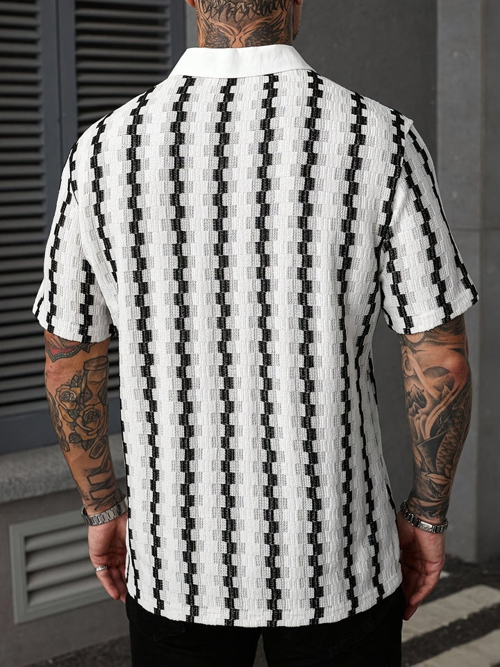 Heren Retro Overhemd Korte Mouw Print Casual