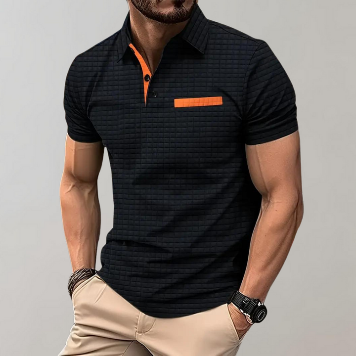 Liam | Wafelstructuur Poloshirt met opvallende contrastkleur